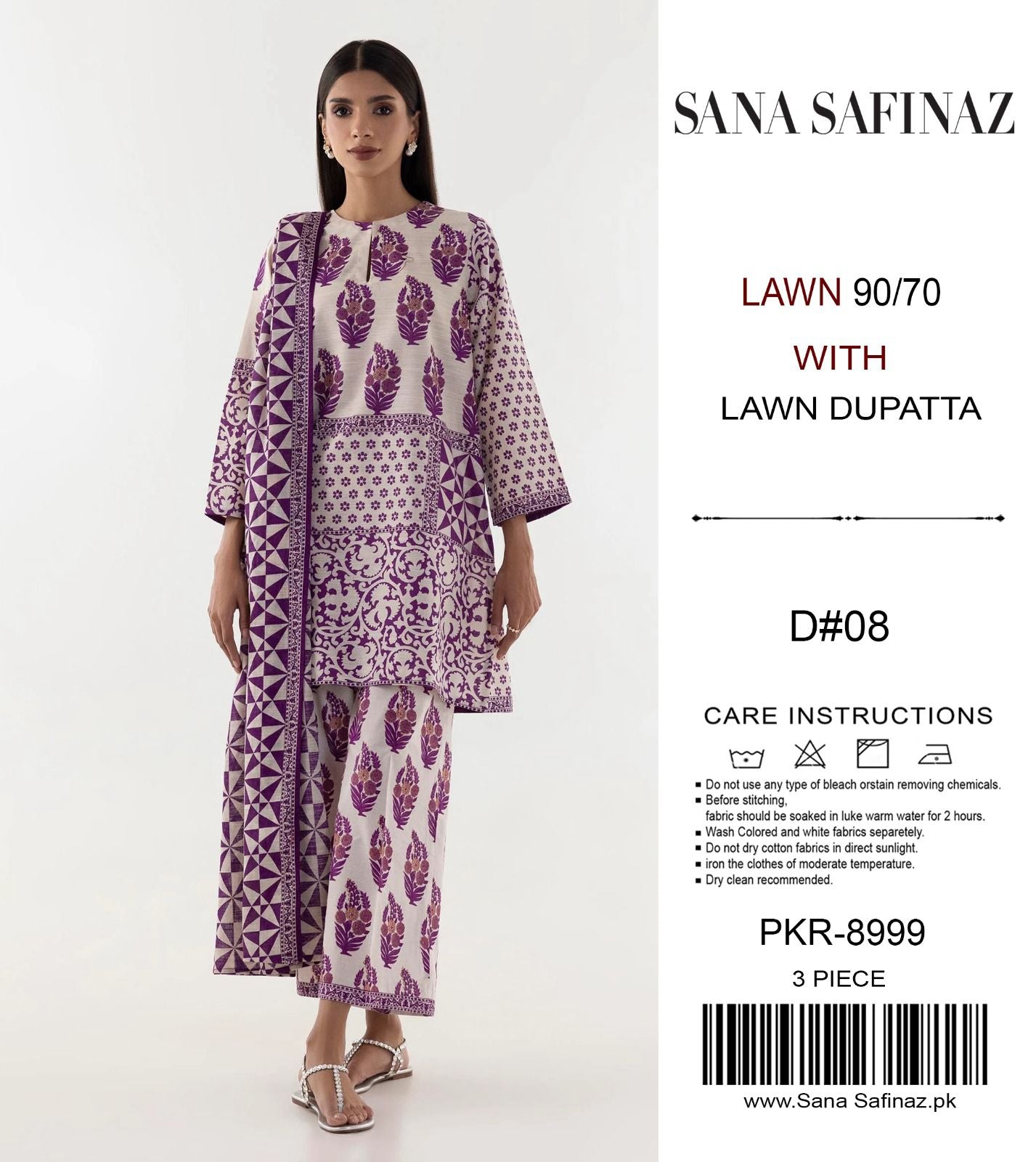SANA SAFINAZ 3PCS UNSTICHED LAWN
