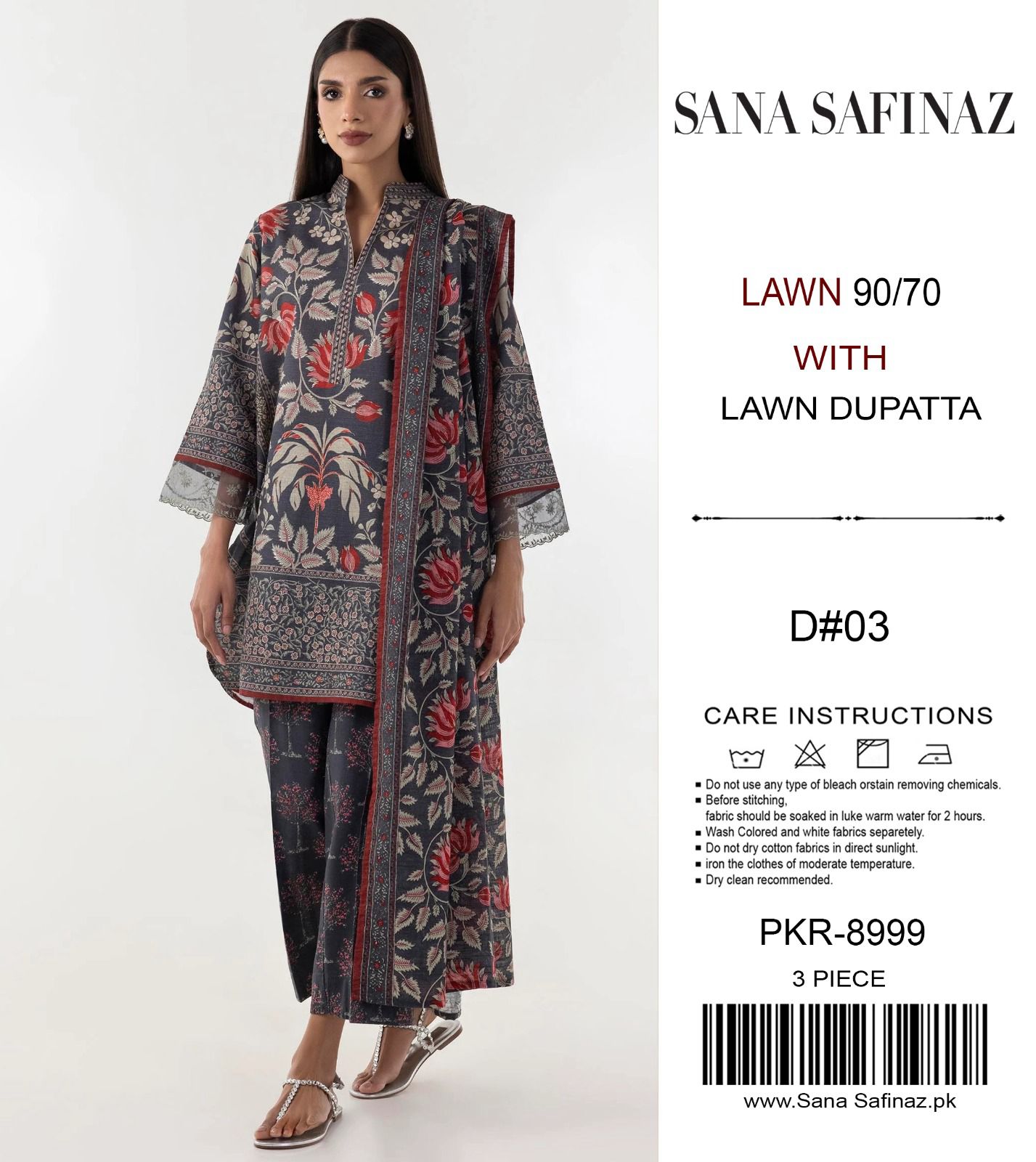 SANA SAFINAZ 3PCS LAWN UNSTICHED