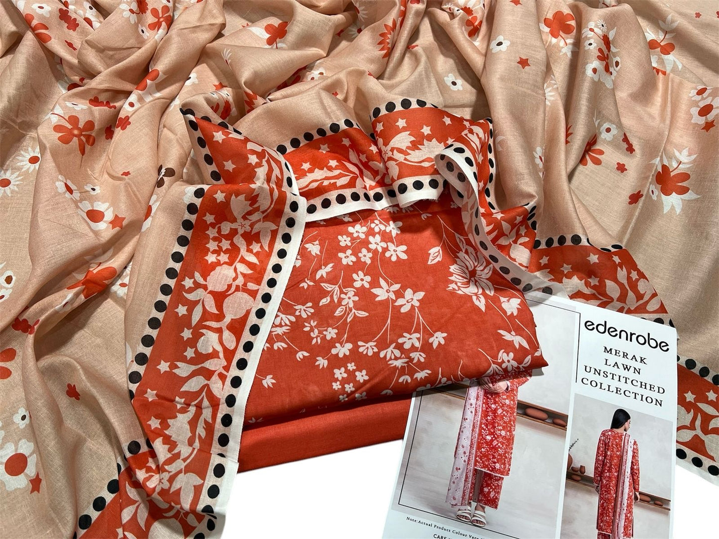 MEERAK LAWN BY EDENROBE UNSTICHED 3PCS