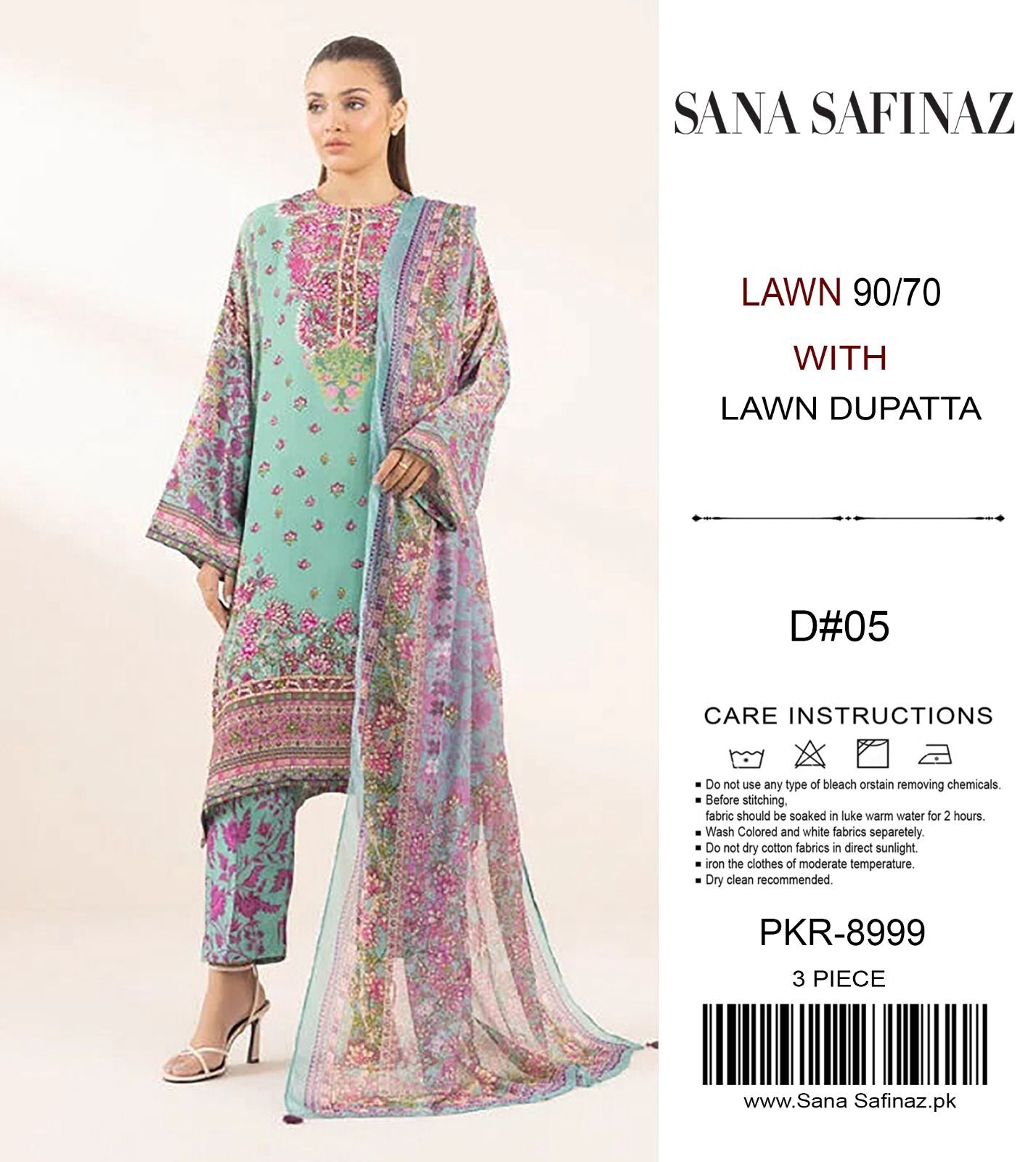 SANA SAFINAZ 3PCS UNSTICHED LAWN