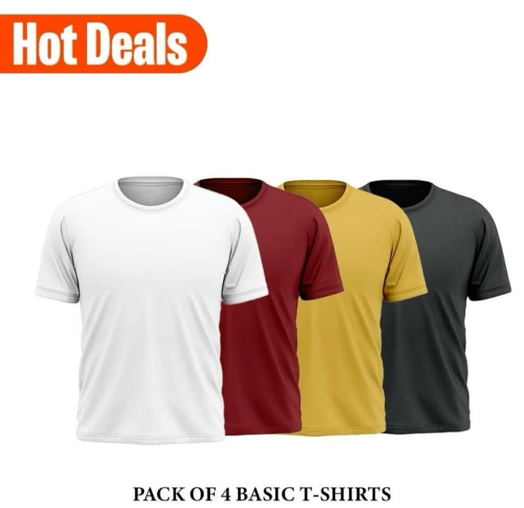 Men’s Stitched Plain Jersey T-Shirts Pack Of (4)