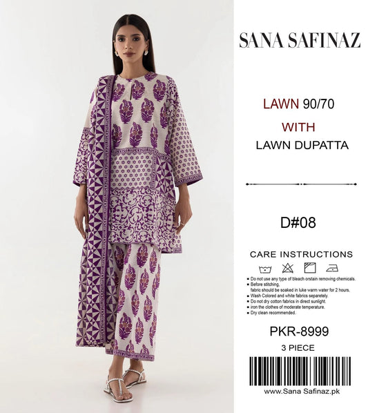 SANA SAFINAZ 3PCS UNSTICHED LAWN