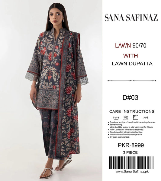 SANA SAFINAZ 3PCS LAWN UNSTICHED