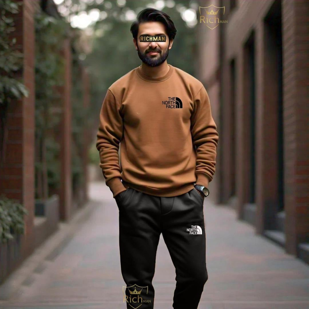 2 Pcs Unisex Fleece Plain Track Suit