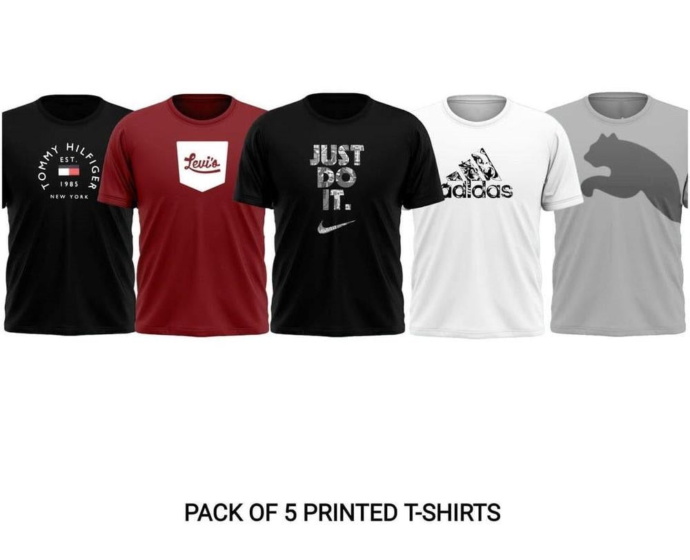 Men’s Jersey Printed Half Sleeves Shirts Pack of 5
