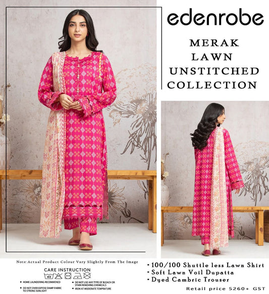 MEERAK LAWN BY EDENROBE UNSTICHED 3PCS