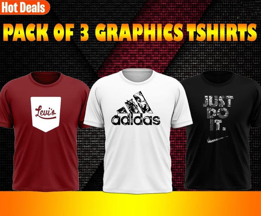Graphics Jersey T-Shirts Pack Of 3